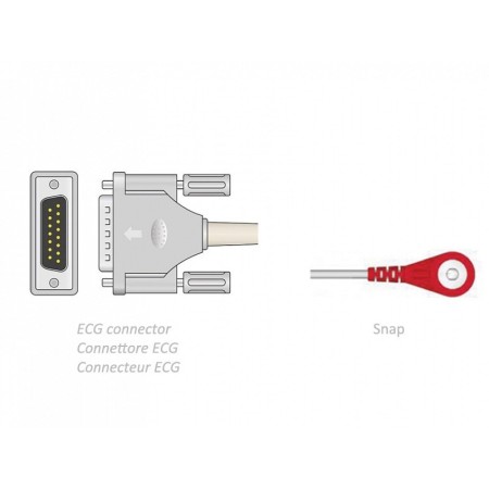 Cablu pacient ECG de 3,5 M - Snap - Compatibil universal