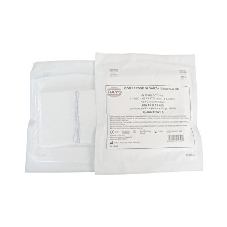 Sterile cotton folded gauze compress 10 x 10 cm 16 layers - 10 pcs.