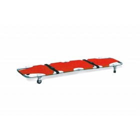 Klappbahre aus eloxiertem Aluminium - mit 2 Füßen und 2 Rädern