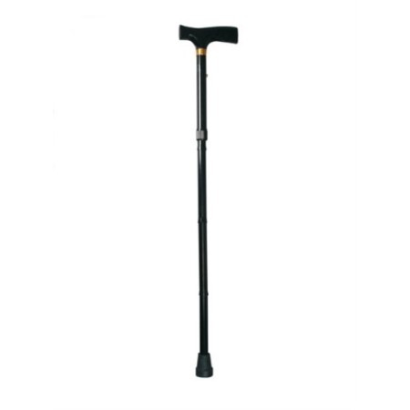 Bâton en aluminium anodisé avec embouts antidérapants - coloris noir - pliable et réglable en hauteur