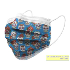 Gisafe filterend chirurgisch masker 98% 3-laags type IIR met elastische banden - volwassenen - schedels - flowpack - pack 10 stu