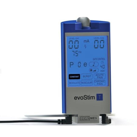 Electrostimulator Beac evoStim T cu două canale TENS și NMS pentru durere și mușchi