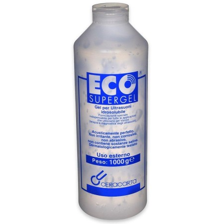 Transparentný gél na ultrazvuk a pulzné svetlo Eco Supergel Clear v 1 l fľaši.