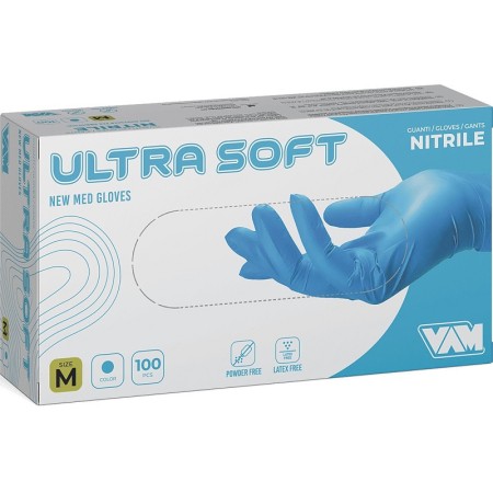 VAM Ultra Soft Blue Poedervrije Nitril Wegwerphandschoenen - 100 stuks