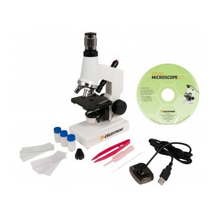Celestron Biological Microscope Kit with magnifications from 40x to 600x with WebCam