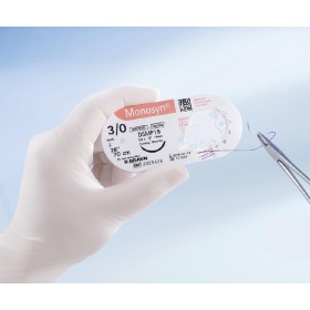 Monosyn suture assorbibili in gliconato, ago 1/2 tagliente 18mm, USP 5/0 - filo incolore 70cm - 36 pz.