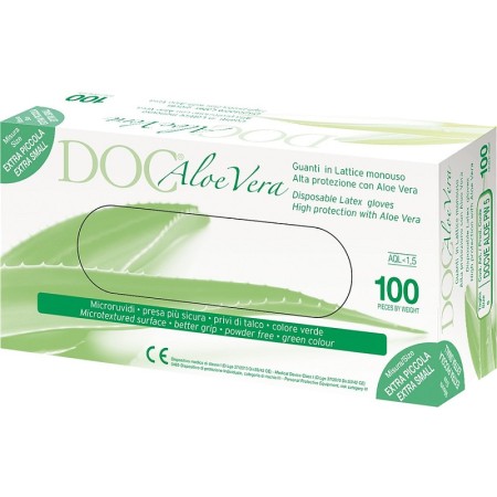 Gants en latex sans poudre Aloe Vera TAILLE MOYENNE 8