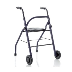 Andador Plegable En Acero Pintado - 2 Ruedas - Con Asiento Y Cesta - Zeus