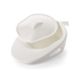 Padella a pantofola con manico e coperchio 1500 ml - bianca - plastica - 1 pz.
