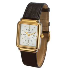 Orologio tattile per ciechi, (non vedenti), modello Unisex, con cassa rettangolare bicolore in acciaio e oro piccola