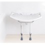 Wall-Mounted Shower Seat with Feet Resting on the Floor