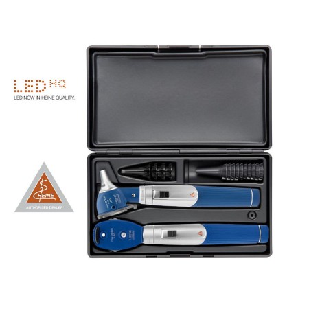 Set heine mini 3000 led a f.o. oto + oftalmoscopio - blu - d-886.11.021 - 1 pz.