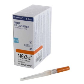 Aghi cannula terumo surflo 14g - 2,15x64 mm - sr+ox1464c1 - arancione - sterili - conf. 50 pz.