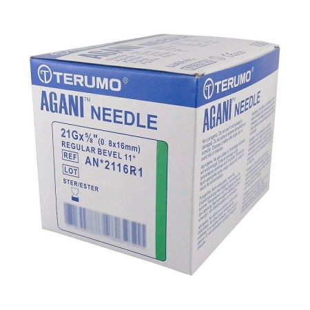 AGHI IPODERMICI TERUMO AGANI 21Gx1 5/8 - 0,8x38mm - AN*2116R1 verde - sterili